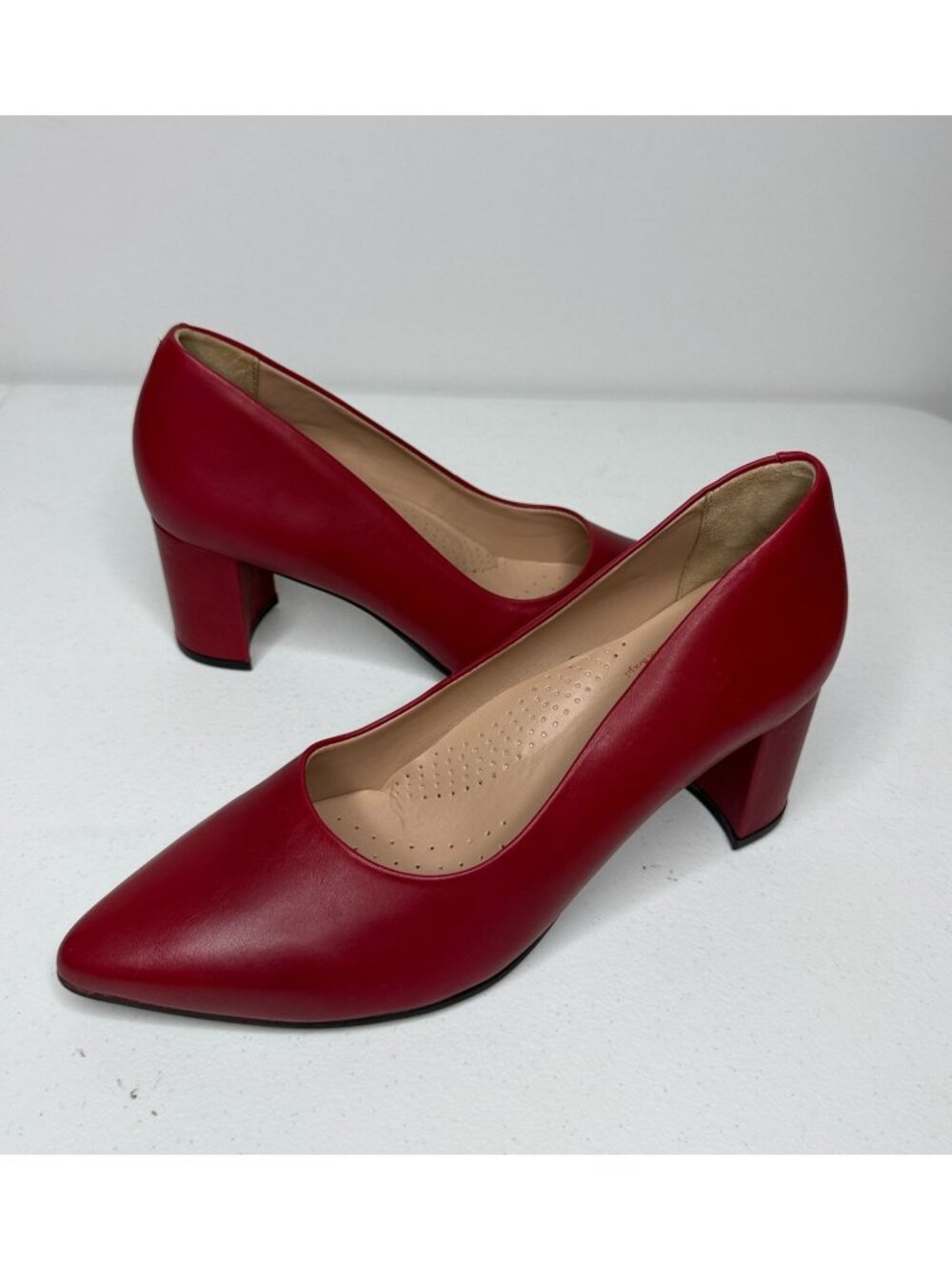 Marc Joseph New York Red Leather Block Heel Pumps 9.5